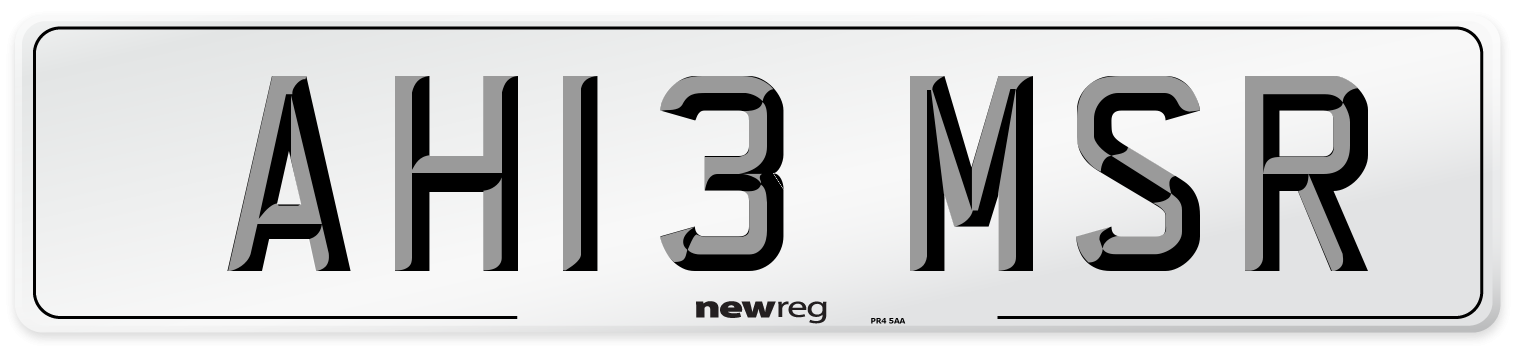 AH13 MSR Number Plate from New Reg
